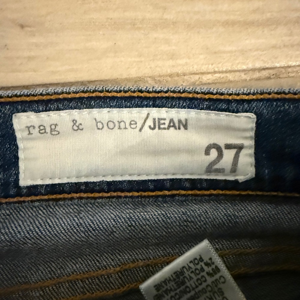 Rag & Bone Surfer Rep Distressed Skinny Jeans Blue Raw Hem 27 W1590K510SUP - Picture 2 of 8